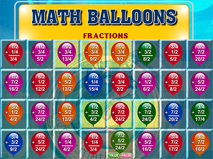 Math Balloons Fraction Arithmetic